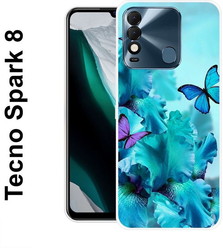 SUPER CASE Back Cover for Tecno Spark 8  (Blue, Grip Case, Silicon)