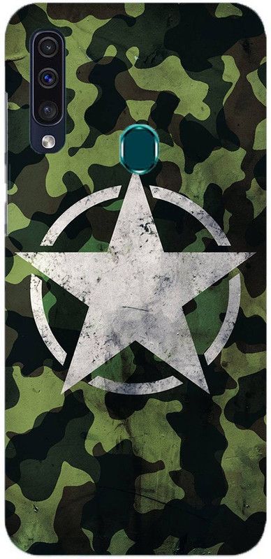 NDCOM Back Cover for Samsung Galaxy A20s Military Camouflage Star Printed  (Multicolor, Hard Case, Pack of: 1)