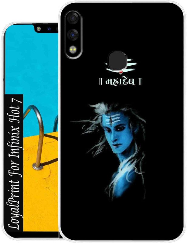 Loyalprint Back Cover for Infinix Hot 7  (Black, Blue, Flexible, Silicon, Pack of: 1)