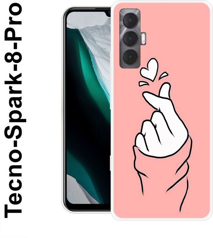 KLC Back Cover for Tecno Spark 8 Pro  (Pink, White, Silicon)