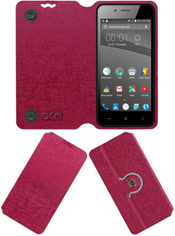 ACM Flip Cover for Swipe ELITE 2  (Pink, Cases with Holder, Pack of: 1)