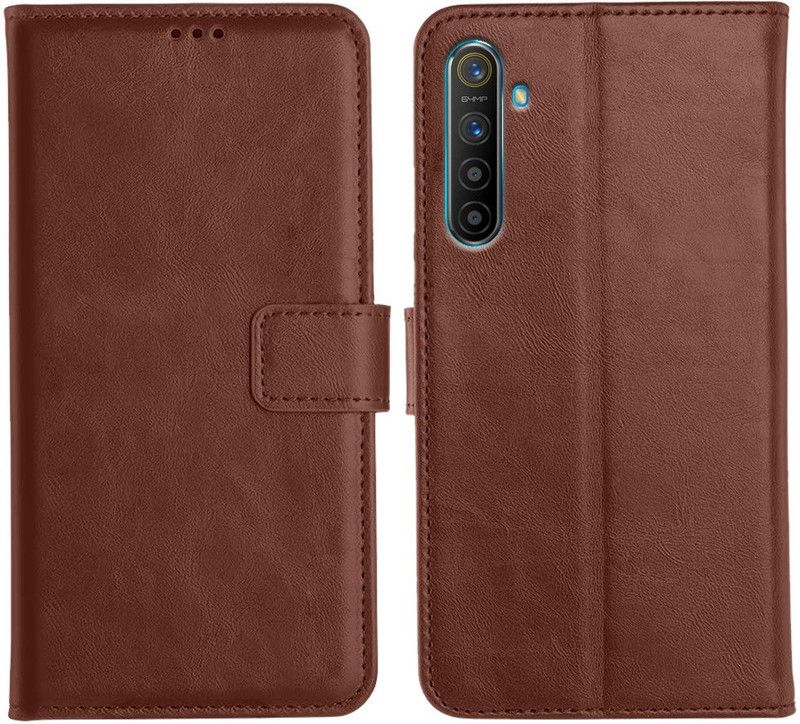 Genron Flip Cover for Realme XT  (Brown, Dual Protection)