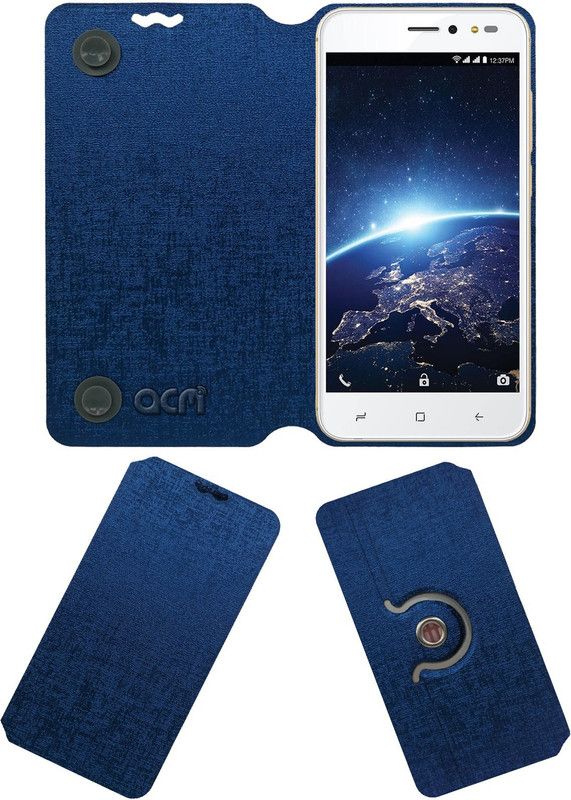 ACM Flip Cover for Intex Staari 10  (Blue, Cases with Holder)