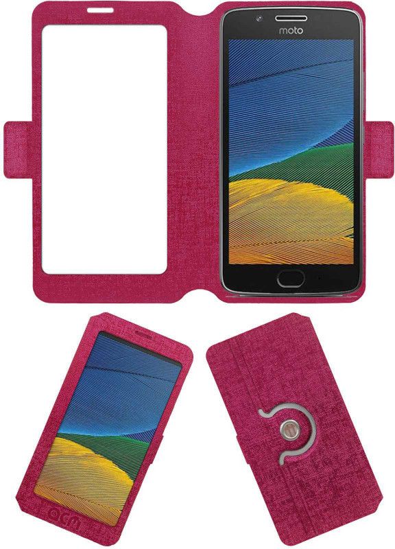 ACM Flip Cover for Motorola Moto G5  (Pink, Cases with Holder, Pack of: 1)