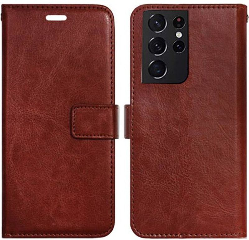 Mxkart Flip Cover for Samsung Galaxy S21 Ultra  (Brown)