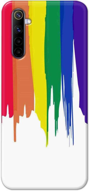 NDCOM Back Cover for Realme 6 Rainbow Colors On White Printed  (Multicolor, Hard Case, Pack of: 1)