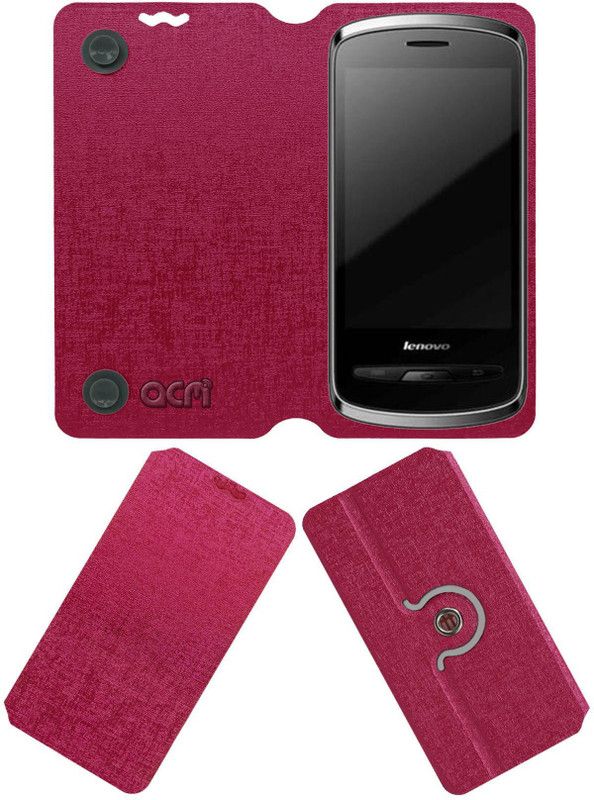 ACM Flip Cover for Lenovo A65  (Pink, Cases with Holder, Pack of: 1)