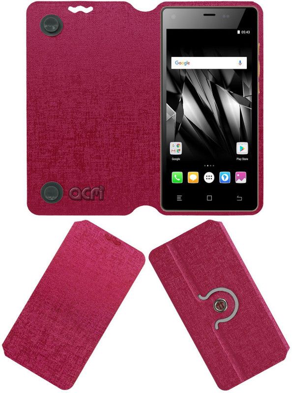 ACM Flip Cover for Micromax Canvas 5 Lite Special Edition  (Pink, Cases with Holder, Pack of: 1)