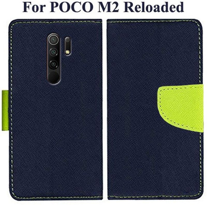 Mehsoos Flip Cover for Redmi 9 Prime, POCO M2, POCO M2 Reloaded  (Blue, Dual Protection, Pack of: 1)