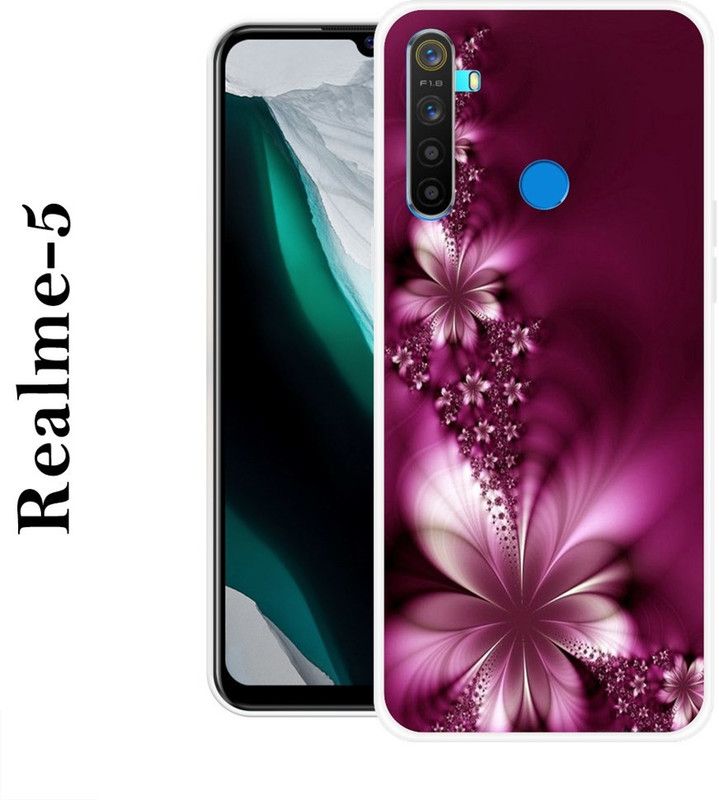 INDIALAND Back Cover for Realme 5  (Purple, Grip Case, Silicon)