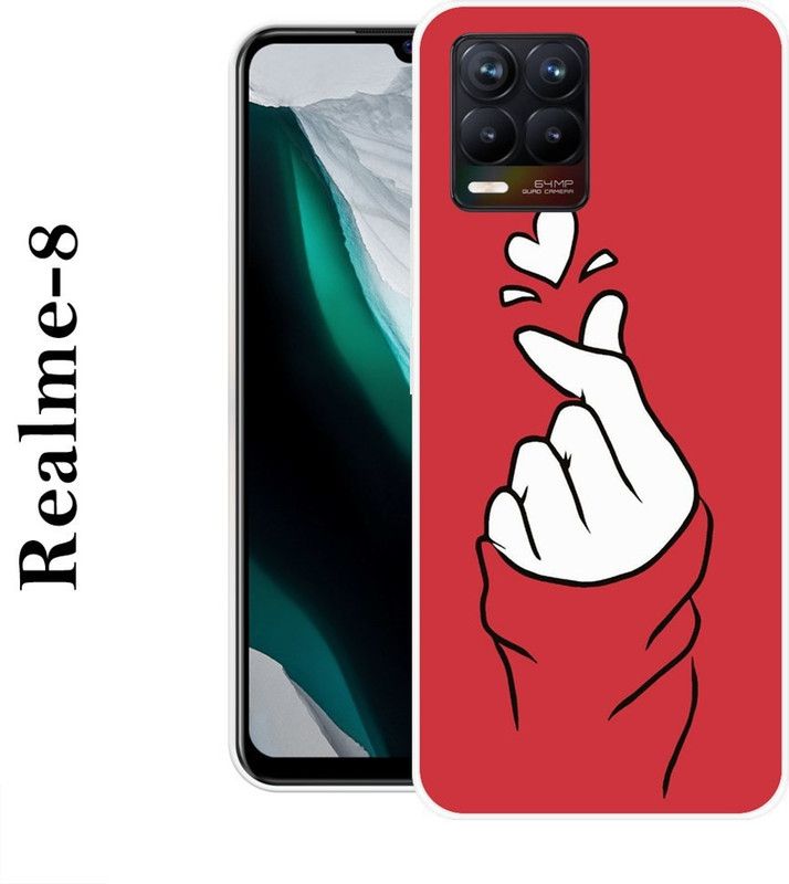 BAGRA Back Cover for Realme 8  (White, Red, Silicon)