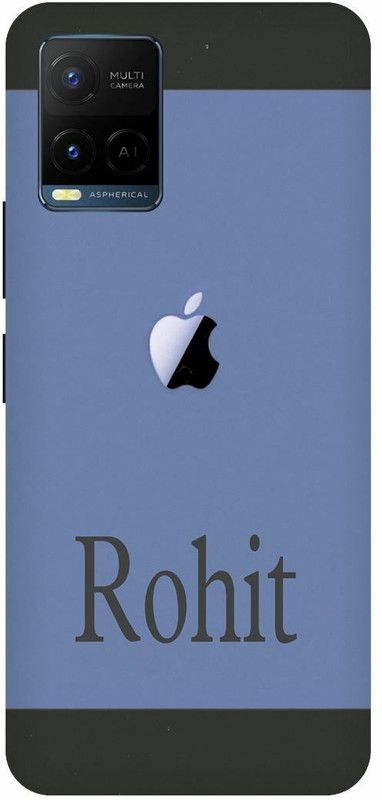 COVERJET Back Cover for VIVO T1X- V2143-APPLE- LOGO- ROHIT- NAME- PATTERN  (Blue, Hard Case, Pack of: 1)