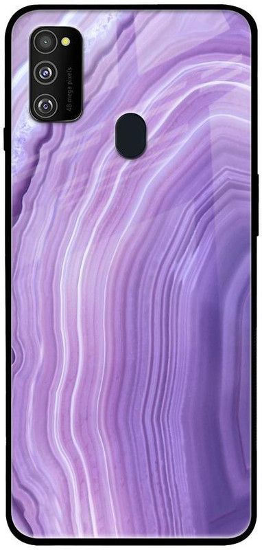 QRIOH Glass Back Cover for Samsung Galaxy M30s  (Purple, Grip Case, Silicon, Pack of: 1)