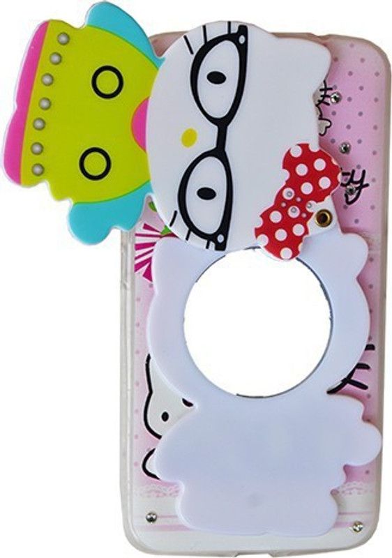 MARSHLAND Back Cover for Motorola Moto E4 Plus, Soft Silicon Rubber 3D Cartoon Hello Kitty with Makeup Mirror, Multicolor  (Multicolor, 3D Case, Silicon, Pack of: 1)