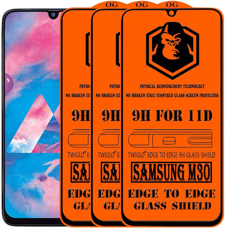 TWIGLO Edge To Edge Tempered Glass for SAMSUNG M30  (Pack of 3)