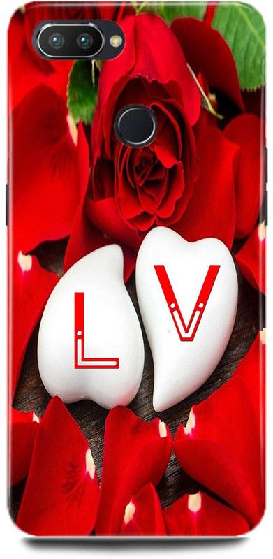 JUGGA Back Cover for Realme U1, L LOVES V NAME,L NAME, V LETTER, ALPHABET,L LOVE V NAME  (Red, Hard Case, Pack of: 1)