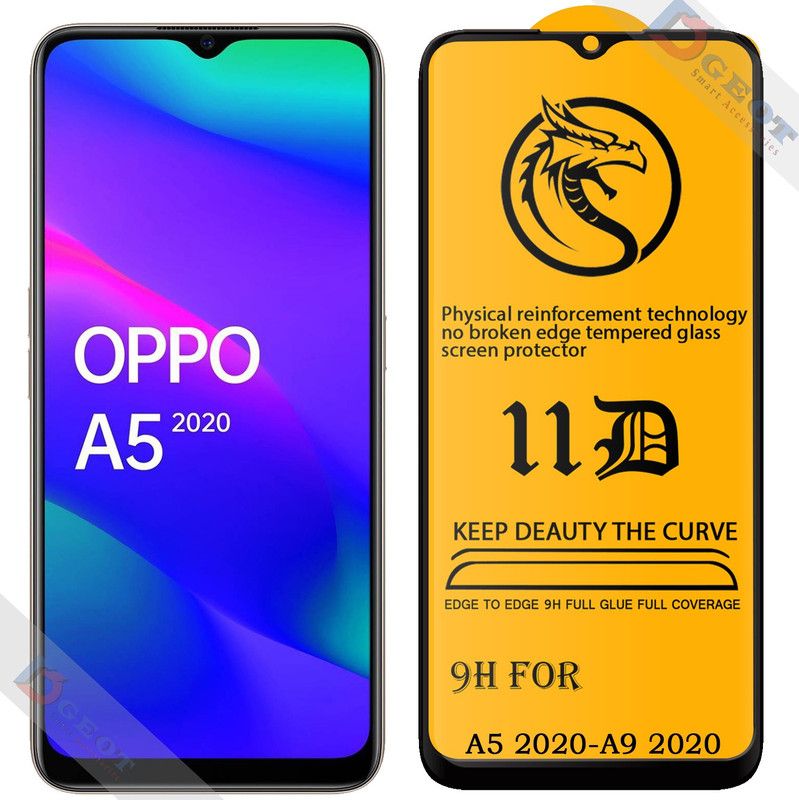 XRENGTH Edge To Edge Tempered Glass for -Oppo A5 2020 |With Easy Installation Kit|Impact Absorb|Full Adhesive Glass|  (Pack of 1)