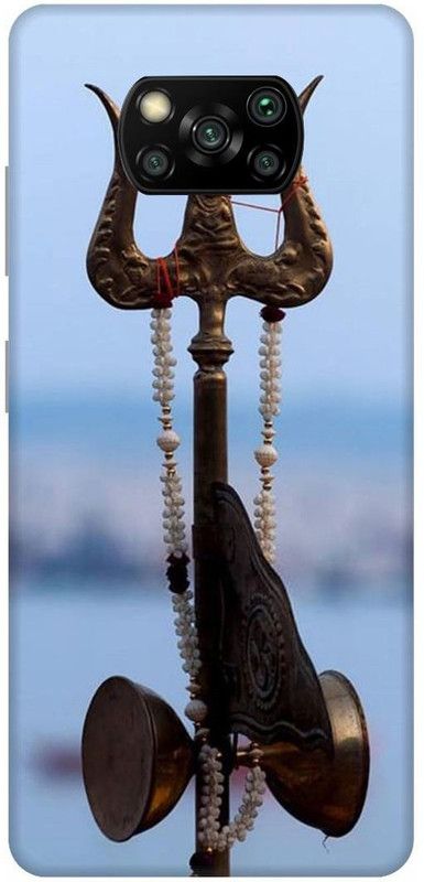 UMPRINT Back Cover for Poco X3/MZB9965IN Shiv JI Trishul Mahakal Printed Back Cover  (Multicolor, Hard Case, Pack of: 1)