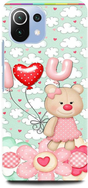 JUGGA Back Cover for Xiaomi 11Lite NE, TEDDY, BEAR, DOLL, CARTOON, ART  (Pink, Hard Case, Pack of: 1)