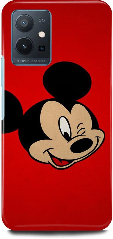 play fast Back Cover for Vivo T1 5G, V2141 MICKEY, MOUSE, MINNIE, MOUSE, DOLL, TEDDY, LOVE  (Red, Hard Case, Pack of: 1)