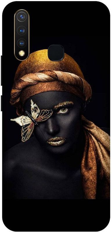 SSMORYA Back Cover for Vivo Y19 Black Girl Printed Back Cover  (Multicolor, Waterproof, Pack of: 1)
