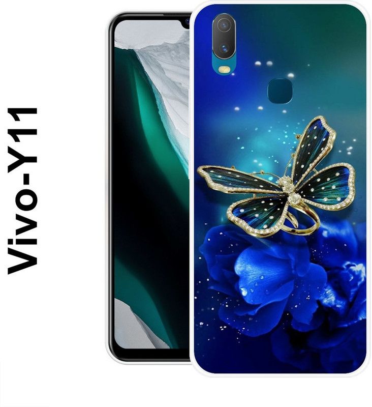 redfly Back Cover for Vivo Y11  (Blue, Gold, Silicon)