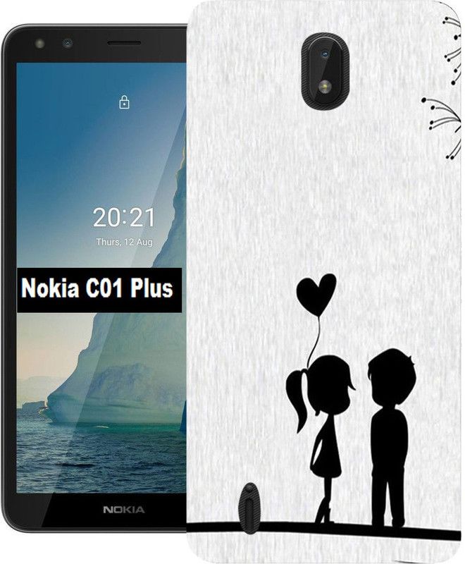 Anami Back Cover for Nokia C01 Plus  (Black, White, Dual Protection, Silicon, Pack of: 1)