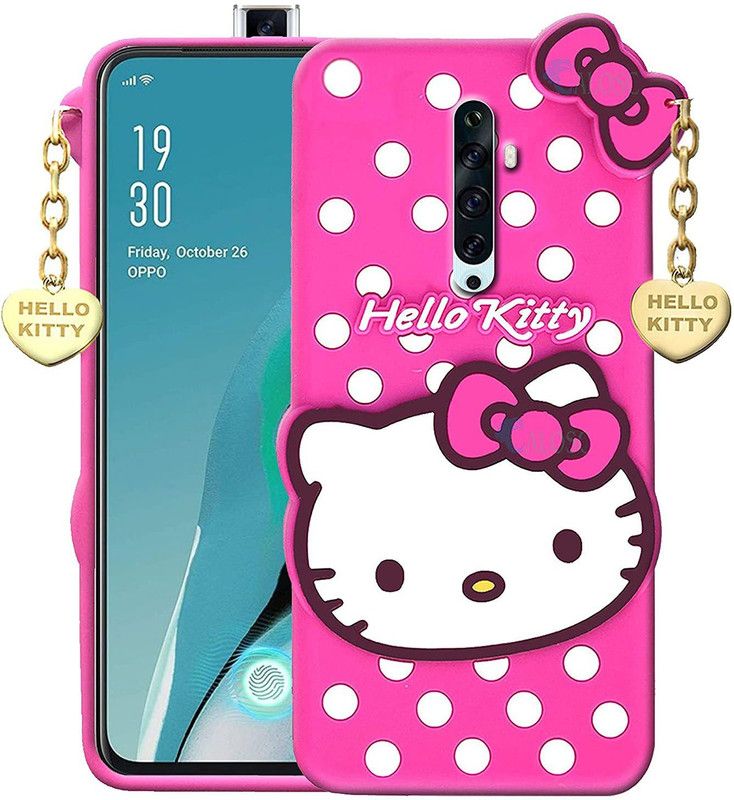 GoPerfect Back Cover for Oppo Reno 2Z | Girl's Back Cover Hello Kitty Silicon with Pendant  (Pink, Flexible, Silicon, Pack of: 1)