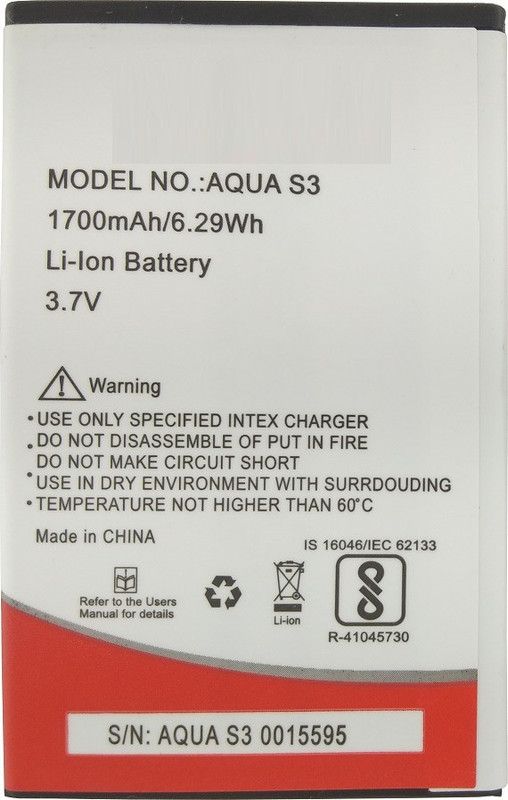 SUPERCART Mobile Battery For Intex AQUA S3 3 Month Warranty