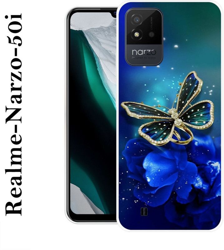 SIMAWAT Back Cover for Realme Narzo 50i  (Blue, Gold, Silicon)