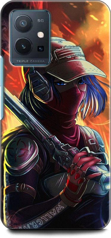 Wall Art Back Cover for Vivo Y75 (5G) GIRL, MASK, CUTE GIRL, ART, ANIME, RESPIRATOR, TEXTURE, MASK GIRL  (Multicolor, Dual Protection, Pack of: 1)