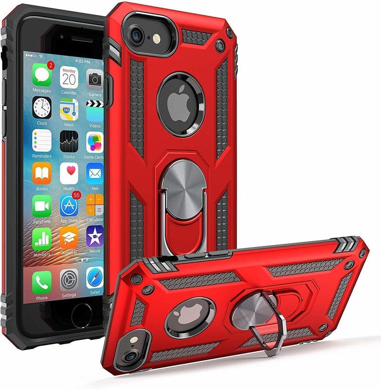 Dr. Vaku Back Cover for Apple iPhone 7 Magnetic Holder Ring Tough Armor Kickstand Hybrid Case  (Red, Shock Proof)