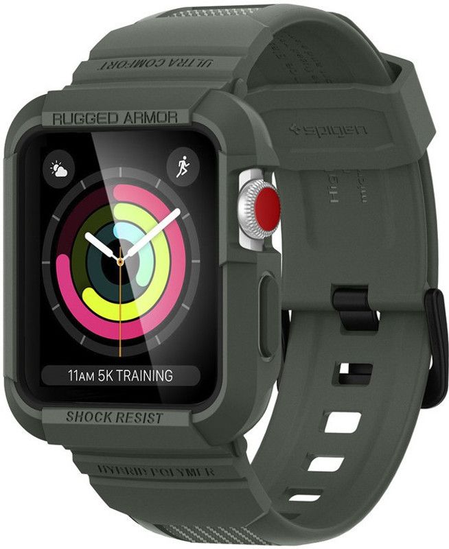 Spigen Rugged Armor Pro Front & Back Case for Apple Watch 1 | 2 | 3 (42mm)  (Green, Rugged Armor, Pack of: 1)