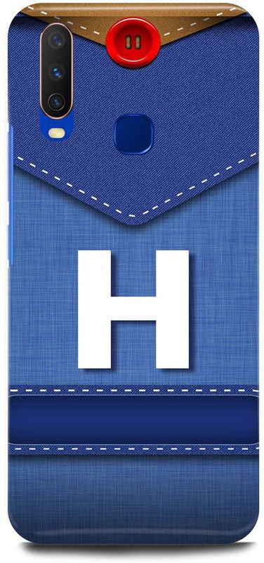 FUGGA Back Cover for Vivo Y12, 1904, H, LETTER, ALPHABET, BLUE, JEANS, PATTERN, H, NAME  (Multicolor, Hard Case, Pack of: 1)