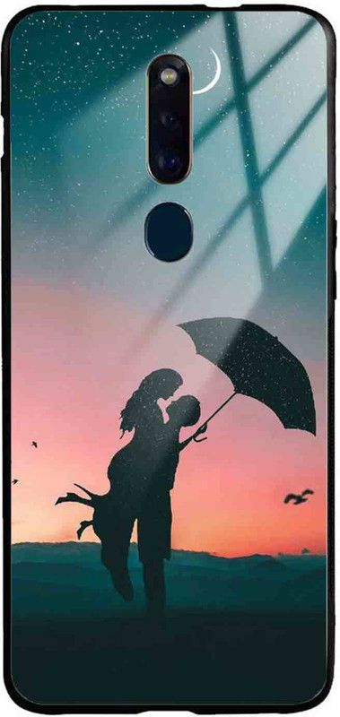 NDCOM Back Cover for OPPO F11 PRO Sunset Couple Printed Glass Case  (Multicolor, Grip Case, Pack of: 1)