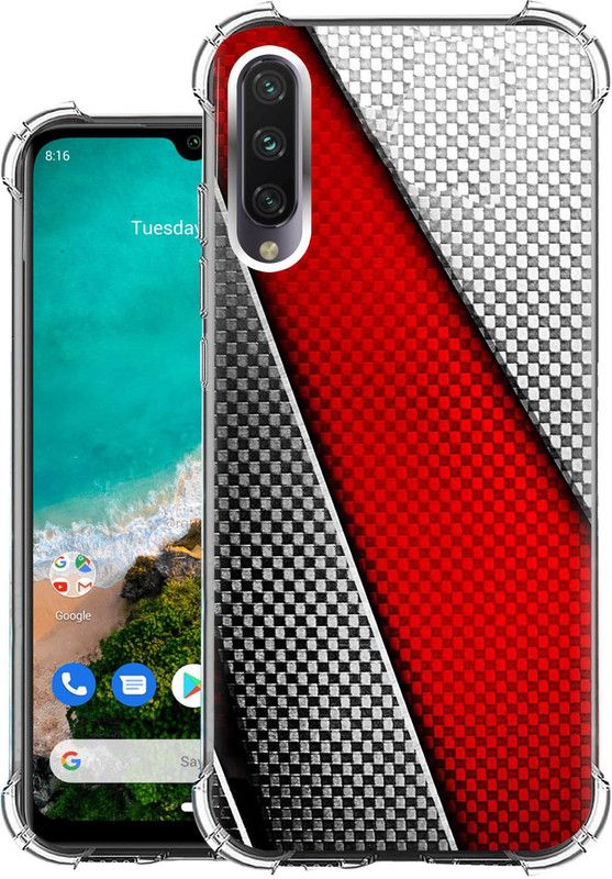 Snazzy Back Cover for Mi A3  (Red, Shock Proof, Silicon, Pack of: 1)