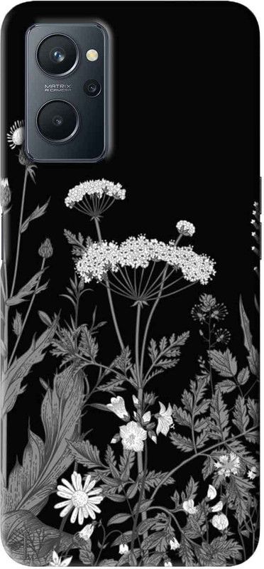 NDCOM Back Cover for Realme 9i Black & White Flowers Printed  (Multicolor, Hard Case, Pack of: 1)