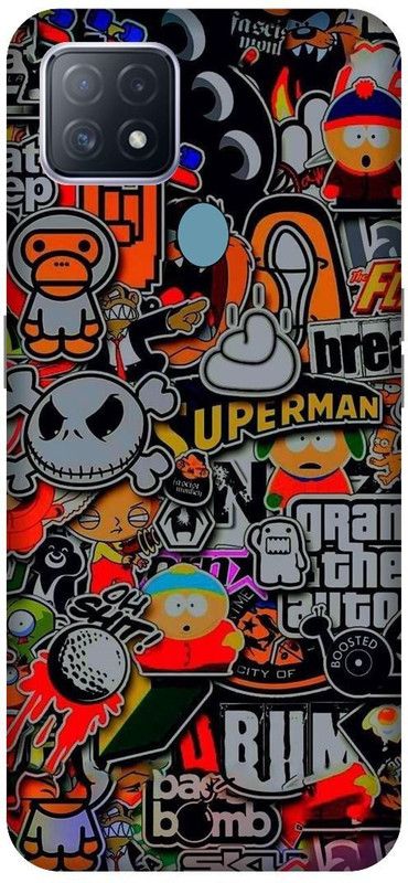 VS PRINT LINK Back Cover for OPPO A15s , CPH2179 ,ABSTRACT CARTOON ART,MESS CARTOON,Printed  (Multicolor, Hard Case, Pack of: 1)
