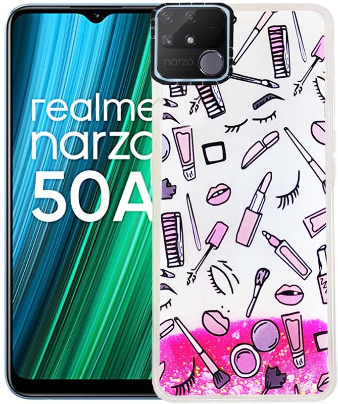 GBAKS Back Cover for REALME NARZO 50A(FULLY GLITTER&LIQUID WITH CAMERA PROTECTOR&PRINT GIRL ITEM IN THE MIDDLE  (Multicolor, Waterproof, Pack of: 1)