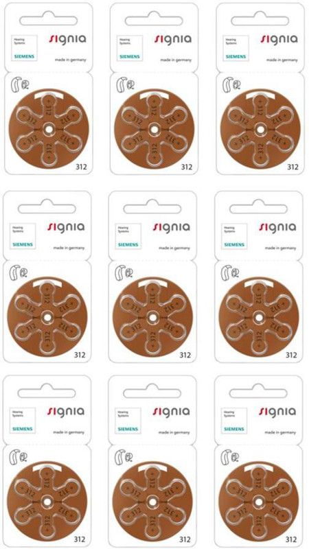 Signia Hearing Aid P312 PR41 BTE Compatible Genuine Product  Battery  (Pack of 54)