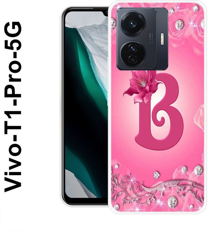 BAGRA Back Cover for Vivo T1 Pro 5G  (Pink, White, Silicon)