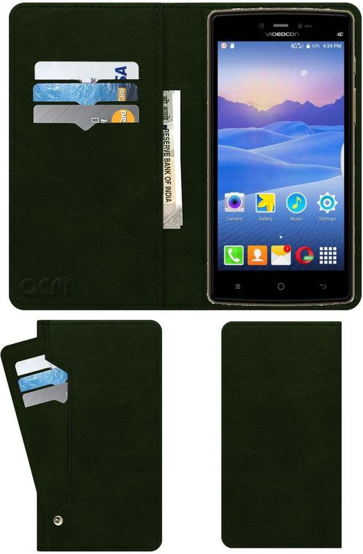 ACM Flip Cover for Videocon Ultra 30  (Green, Cases with Holder)