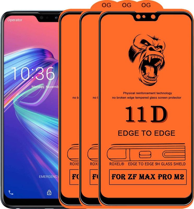 1DOLLAR Edge To Edge Tempered Glass for Asus Zenfone Max Pro M2 -11D (Packof 3)  (Pack of 3)