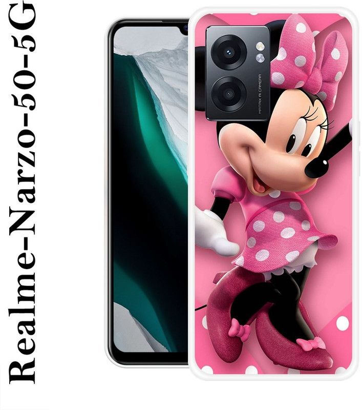 REALKING Back Cover for Realme Narzo 50 5G  (Pink, Black, Silicon)