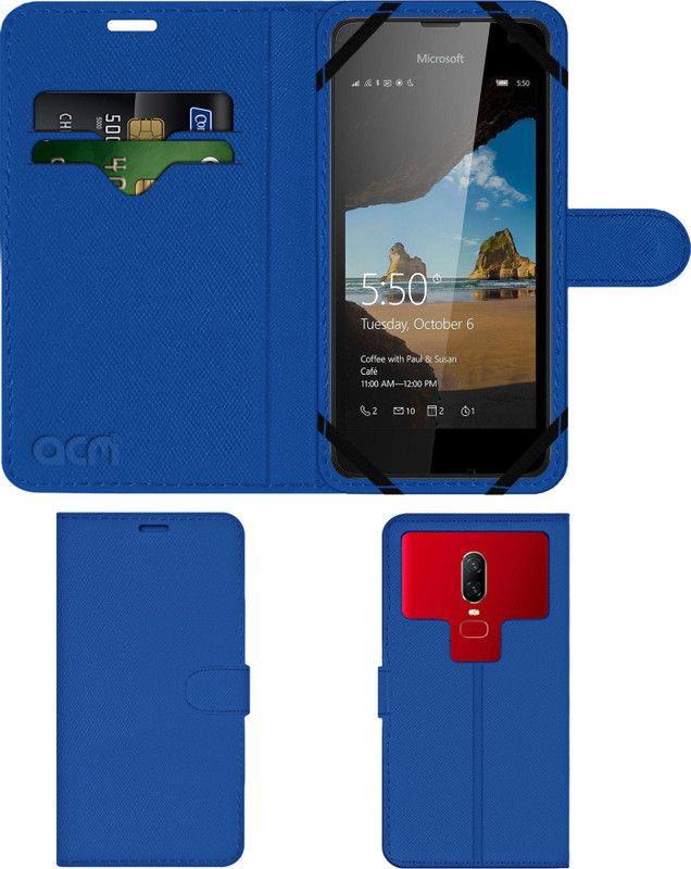 ACM Flip Cover for Microsoft Lumia 550  (Blue, Cases with Holder, Pack of: 1)