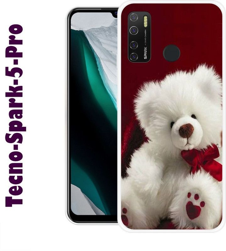 CellWorld Back Cover for Tecno Spark 5 Pro  (Red, White, Silicon)