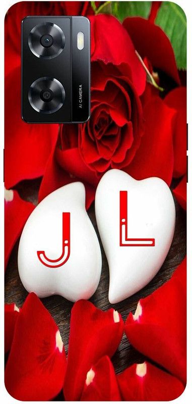 Dimora Back Cover for OPPO A 57e, J LOVES L NAME J NAME L LETTER ALPHABET J LOVE L NAME  (Red, Hard Case, Pack of: 1)