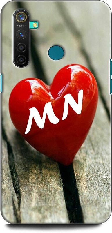 INDICRAFT Back Cover for Realme 5, RMX1911 M N, M LOVES N, NAME, LETTER, ALPHABET, MN LOVE, HART, BLUE  (Multicolor, Shock Proof, Pack of: 1)