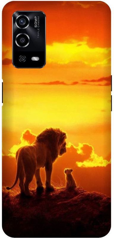 UMPRINT Back Cover for Oppo A55/CPH2325, Lion King Sunset Forest King Printed Back Cover  (Multicolor, Hard Case, Pack of: 1)