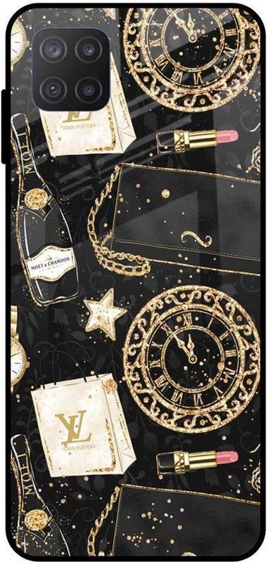 QRIOH Back Cover for Samsung Galaxy M12  (Black, Gold, Grip Case, Silicon, Pack of: 1)
